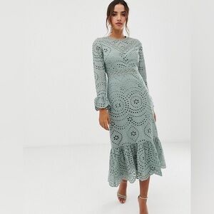 ASOS Edition Long sleeve midi dress in sage green
